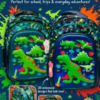 18inch 3D Embossed Dino Backpacks ( For 3rd std to 5th std Kids )